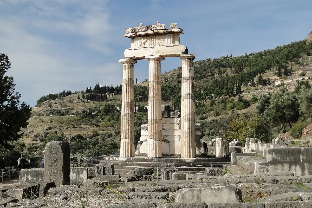 The Tholos at the sanctuary of Athena Pronaia, below the main site.