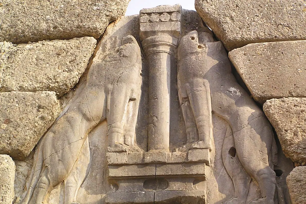 The Lion Gate — the oldest monumental sculpture in Europe, and still the way in.